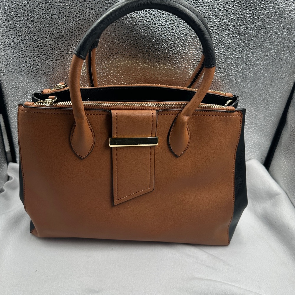 JustFab Tan and Black Satchel